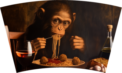 Monkey Eating Spaghetti